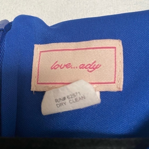 LOVE…ADY BLUE COCKTAIL DRESS WITH SCALLOPED HEMLINE SIZE SMALL - Picture 3 of 5